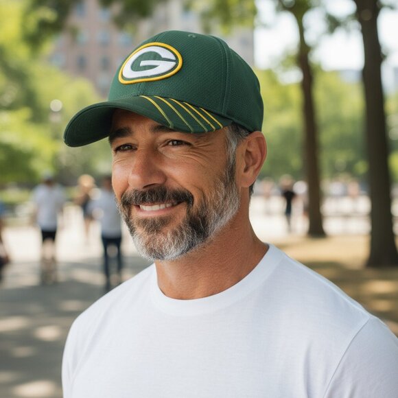 Green Bay Packer Football Cap Hat Adjustable Embroidered Air Vent Green & Gold - Picture 1 of 9